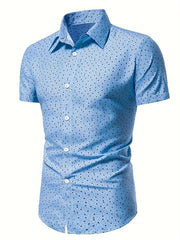Star Pattern Short Sleeve Dress Shirt Men s Semi Formal Lapel Button Up Shirt