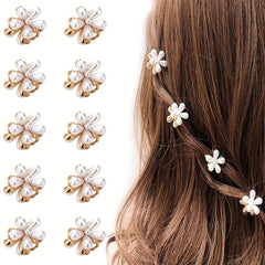 5pcs Small Pearl Hair Claw Clips Flower Bang Clips Hair Accessories