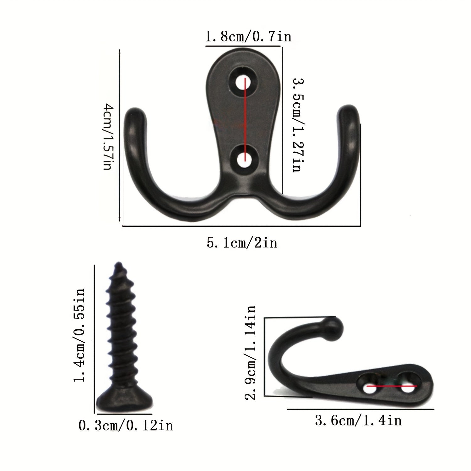 Heavy Duty Metal Double Hooks for Towels and More