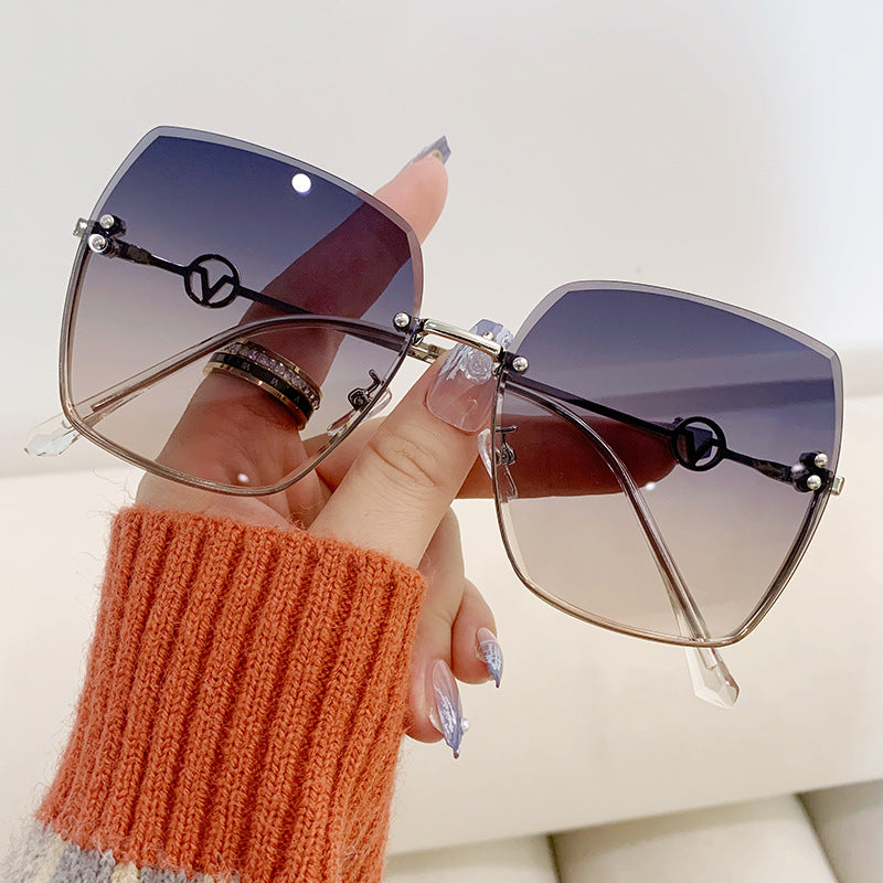 Women Gradient Sunglasses Rectangle Casual Metal Glasses Outdoor Sports