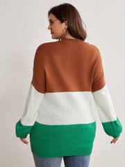  Colorblock Leopard Pattern Sweater