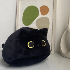 Adorable One Cat Plush Pillow with Purple Ears Soft Polyester Fabric