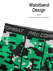 Men's Camouflage Pattern Bottom Leggings Quick Drying Sports Compression Pants