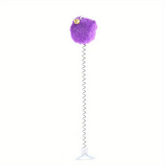 Interactive Plush Cat Toy with Feather Bell and Suction Cup