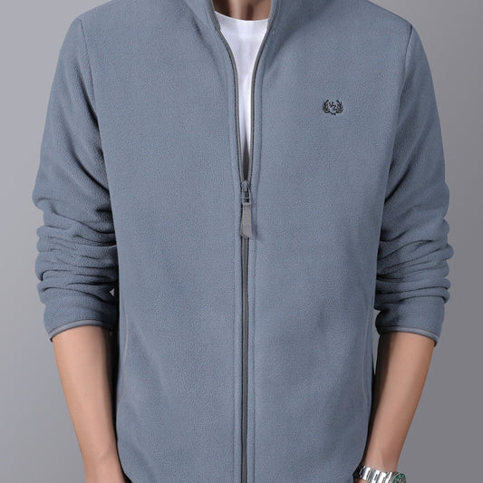 Men's Grey Casual Stand Collar Jacket