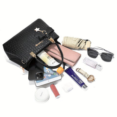 Women's Faux Leather Satchel Bag Set