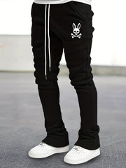 Men's Bell Bottom Pants Skull Pattern Slim Fit Streetwear