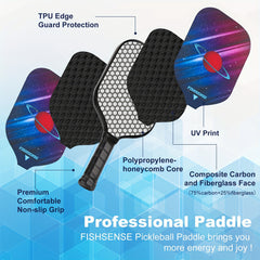 Carbon Fiberglass Pickleball Paddle Set - 2 Paddles, Balls, Grips, Storage