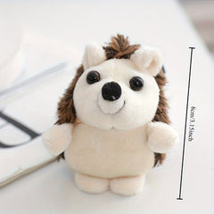 2pcs Hedgehog Plush Toys Keychain Soft Stuffed Animals Beige & Brown