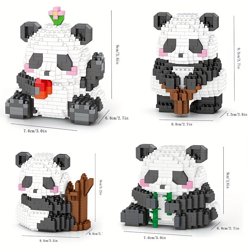 14 Styles Panda Orchid Flower Building Blocks Model Bricks Toy