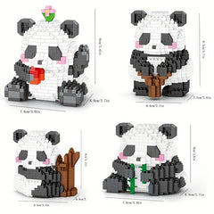 14 Styles Panda Orchid Flower Building Blocks Model Bricks Toy