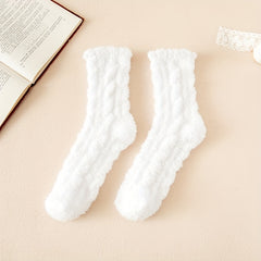 5 Pairs Fuzzy Mid Tube Socks Women's Stockings