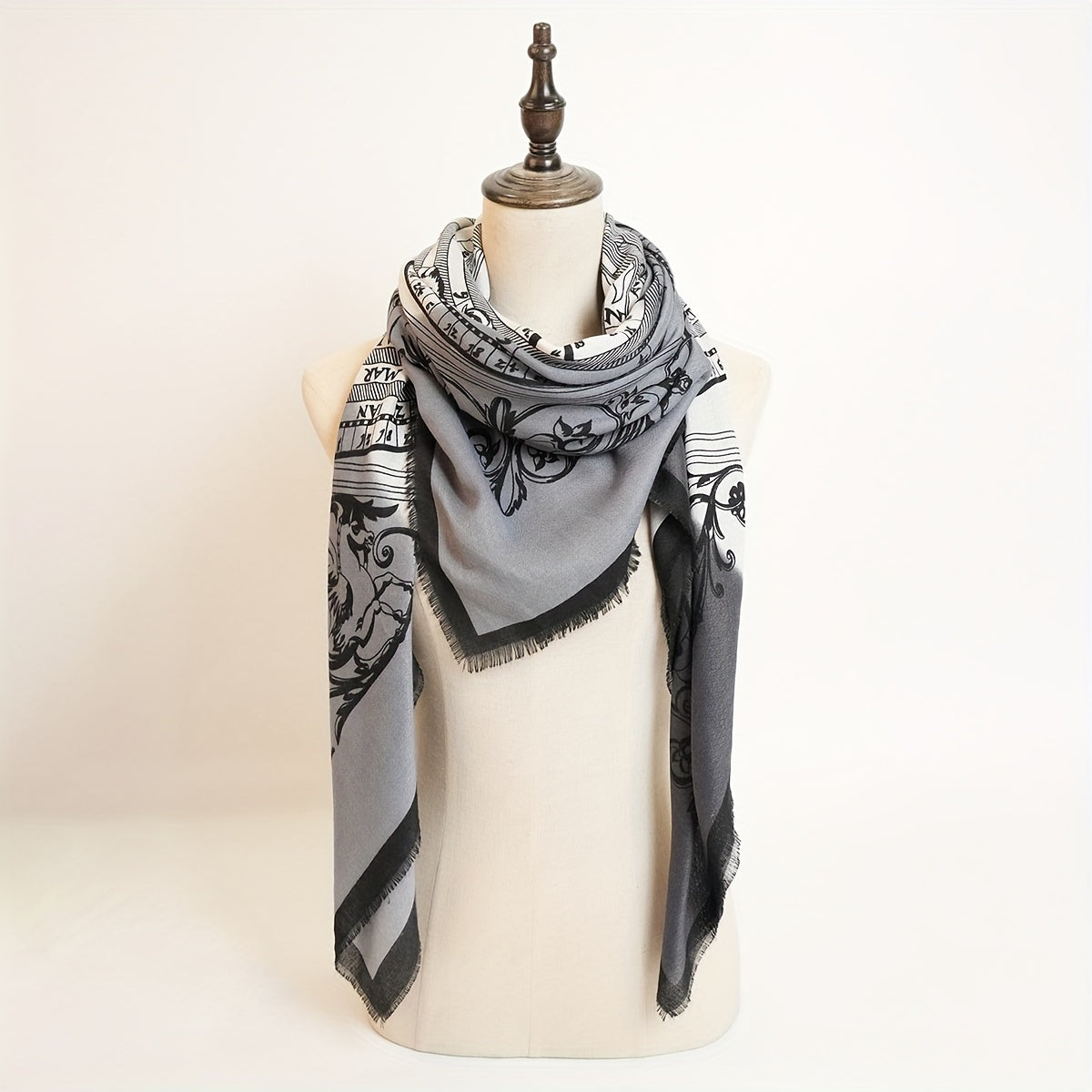 Classic Print Square Scarf Vintage Tassel Shawl Windproof Head Wrap