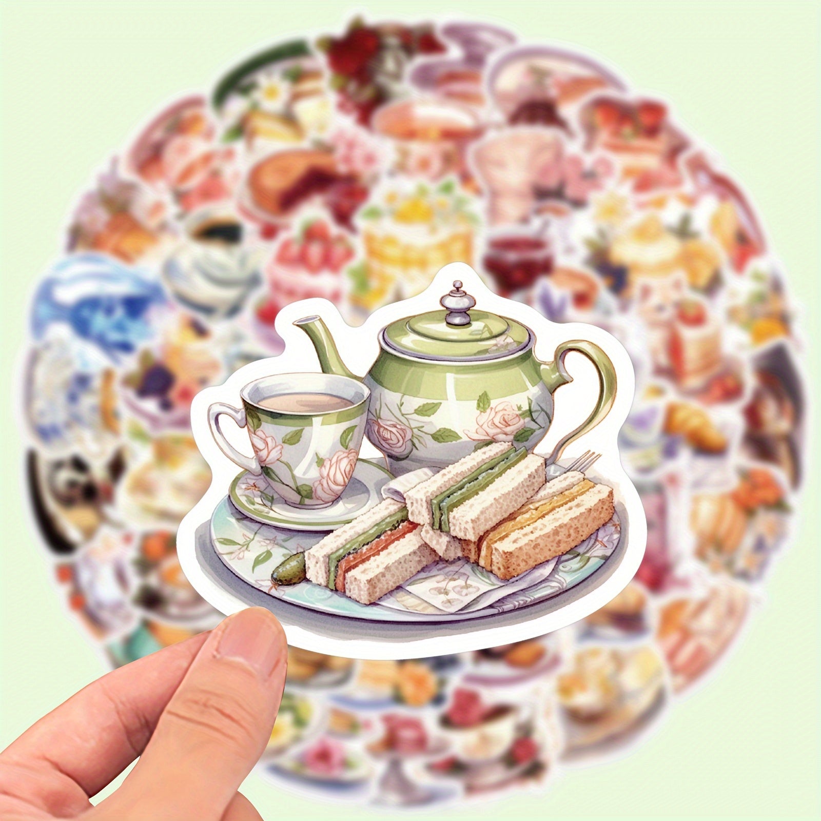 50pcs Dessert Afternoon Tea Stickers Sweets and Snacks Vinyl Decals