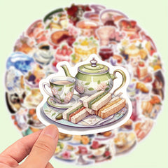 50pcs Dessert Afternoon Tea Stickers Sweets and Snacks Vinyl Decals