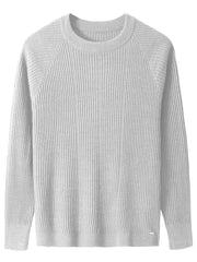 Men's Wool Blend Knitted Sweater - Casual & Warm Crew Neck Pullover
