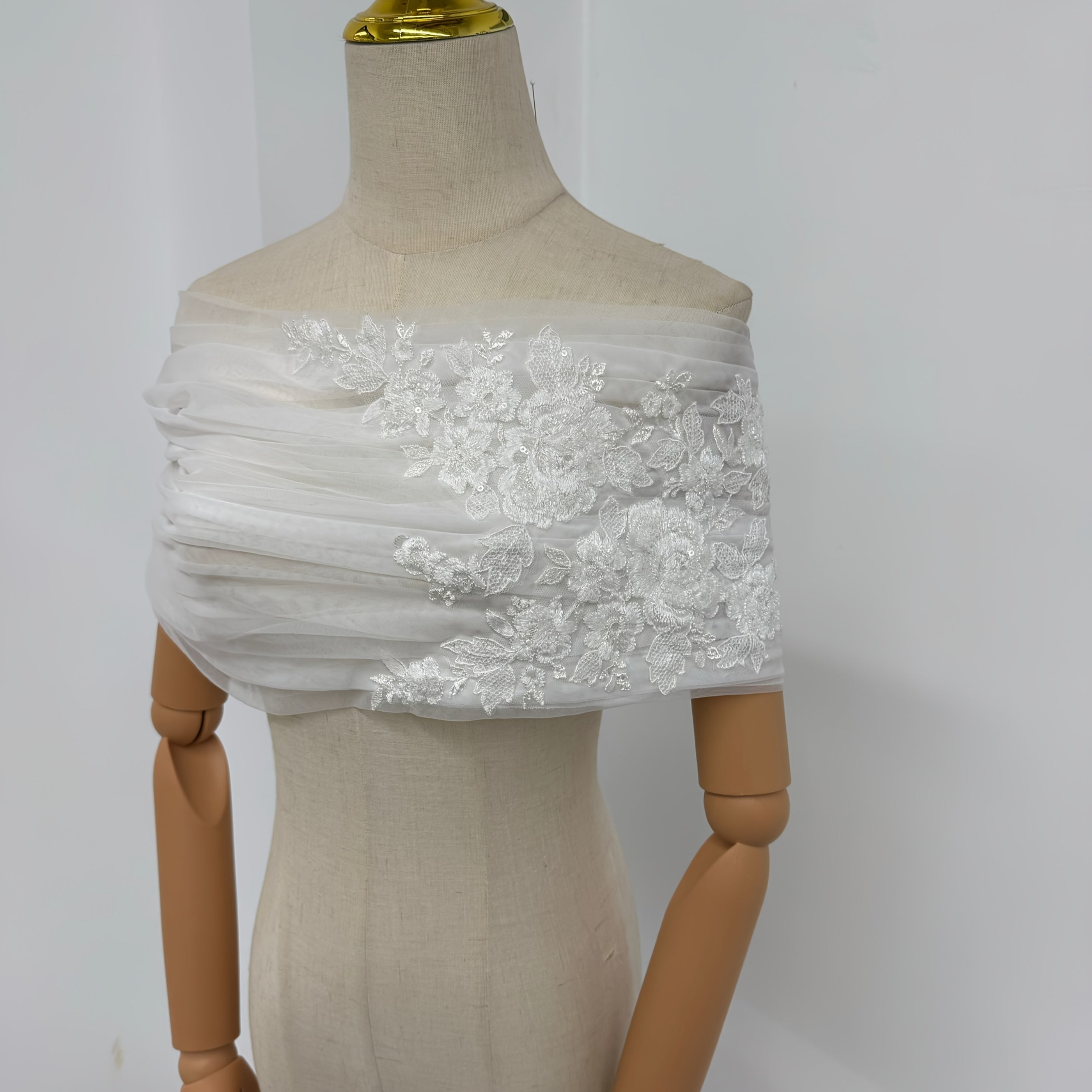 Royal Bridal Off Shoulder Wedding Veil Shawl Lightweight Tulle Ivory