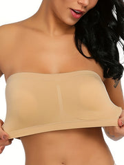  Removable Padding Bandeau Bra Women's Plus Non Underwire Double Layer