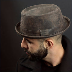 Men Fedora Hat Flat Pork Pie Hat Gentleman Dad Bowler