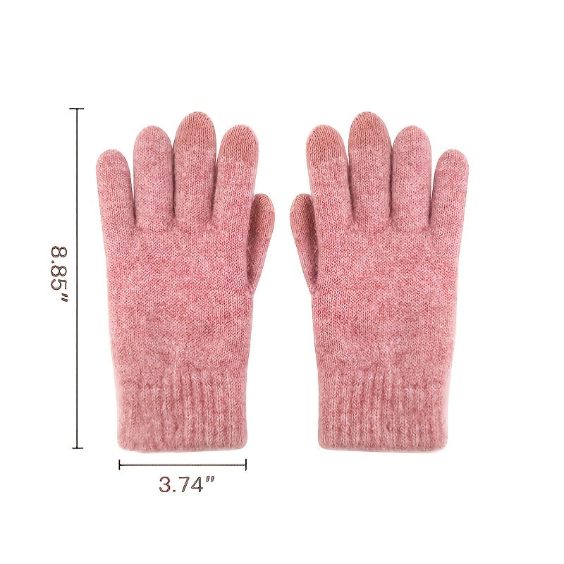 Women's Winter Fleece Knitted Touch Screen Gloves