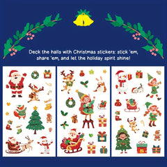 50 Christmas Stickers Waterproof Double Sided Santa Deer & Holiday Designs