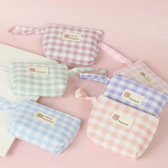 Portable Plaid Cartoon Storage Bag with Rope Handle