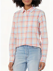  Plaid Print Long Sleeve Button Up Shirt Top