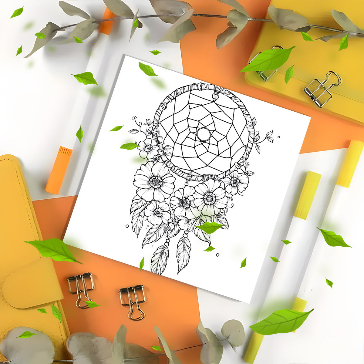 Dream Catcher Coloring Book 22 Pages Watercolor Paper Relaxation & Gifting
