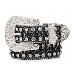 Sparkling Rhinestone Hip Hop PU Leather Cowgirl Belt