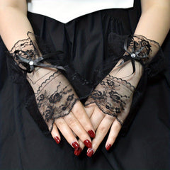 Sweet Lolita Lace Wrist Bow Gloves