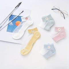 5 Pairs Floral Print Socks Lightweight Breathable Women's Stocking