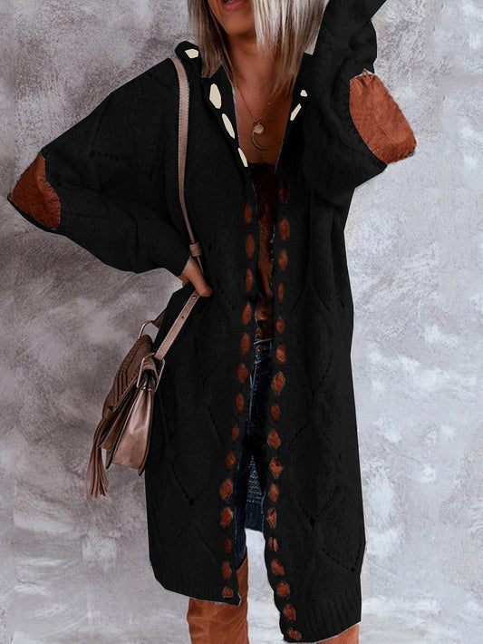  Open Front Chunky Knitted Cardigan