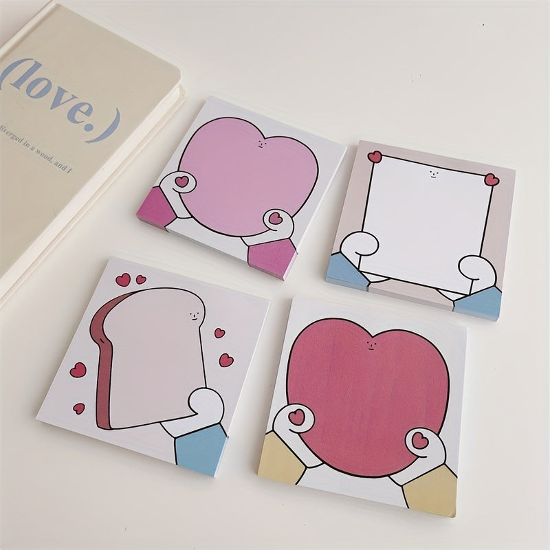 50 Sheets Love Toast Sticky Note Book, Memo Book for Students, Office Supplies