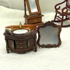 Vintage Bathroom Vanity Set with Drawers and Mirror Film Protector