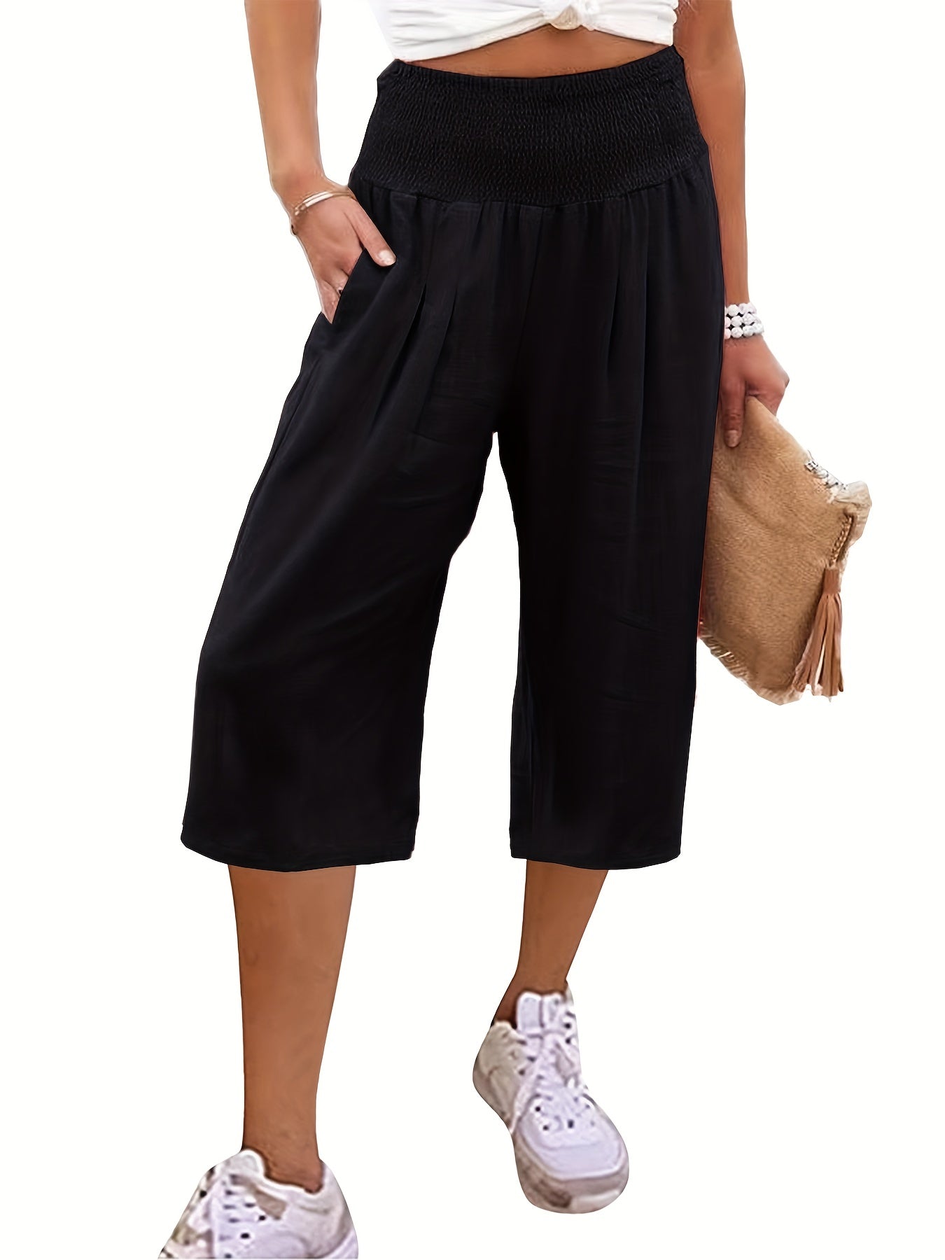 Casual Loose Wide Leg Capris Pants for Women