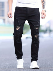 Men's Ripped Skinny Slim Fit Denim Pants Trousers