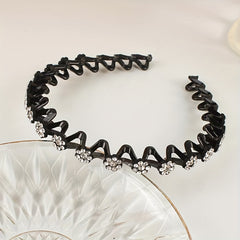 Rhinestone Headband Wavy Hair Band Nonslip Headdress Women Girls Hair Accessorie