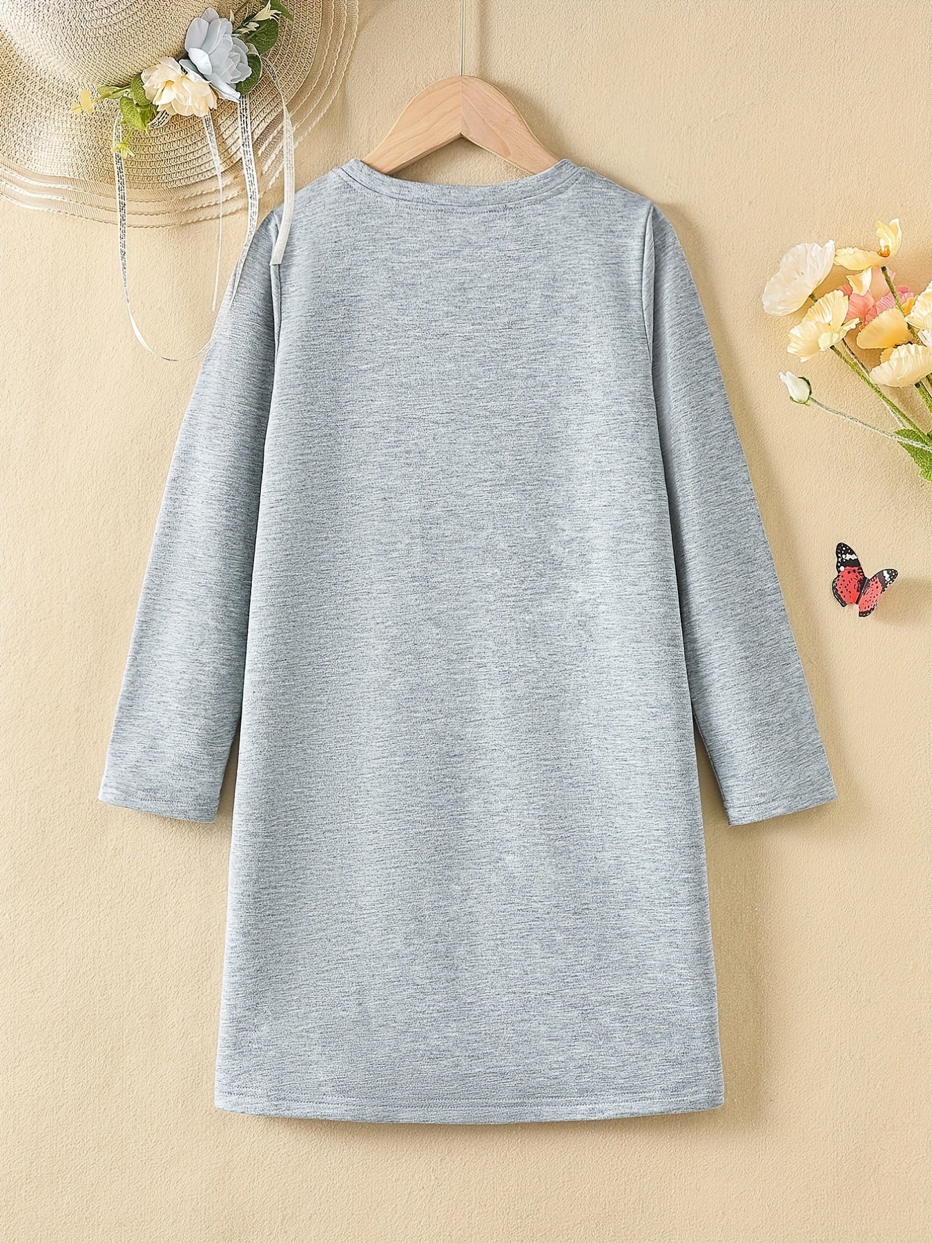 Girls' Halloween Pumpkin Print Long Sleeve A line Casual Dress