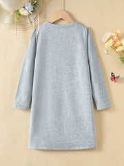 Girls' Halloween Pumpkin Print Long Sleeve A line Casual Dress