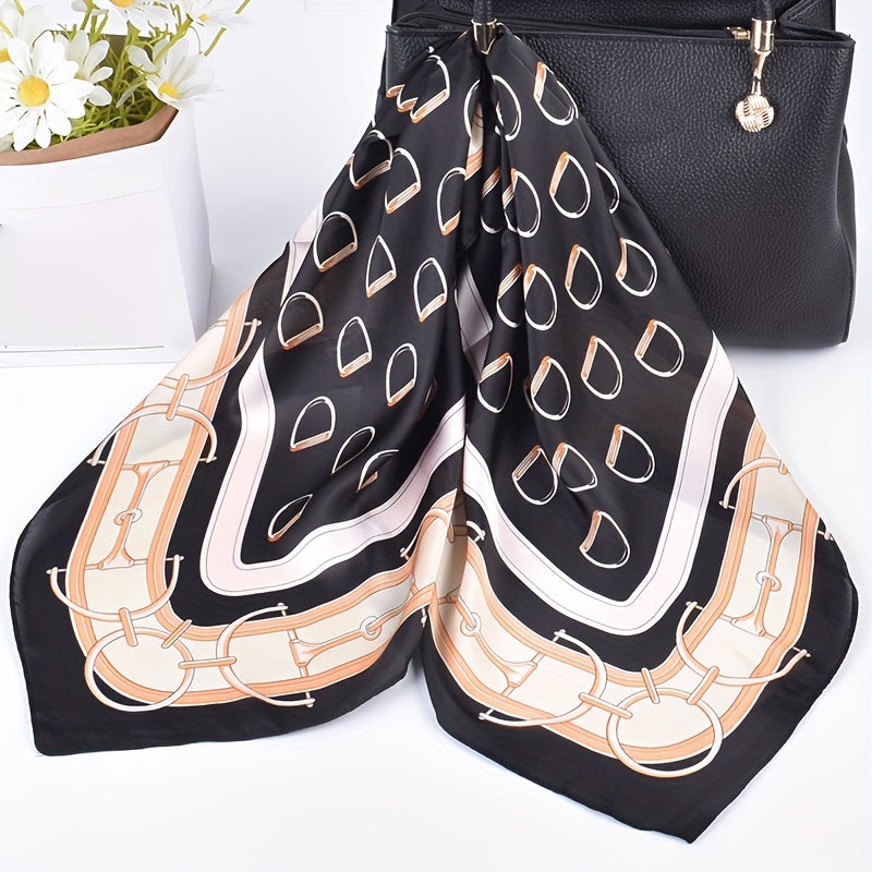 Vintage Chain Print Bandana Silk Square Scarf Shawl Neckerchief