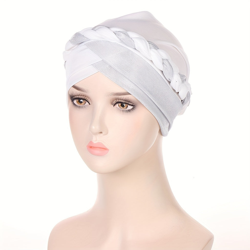 Glitter Twist Braided Turban Beanie Head Scarf Chemo Cap