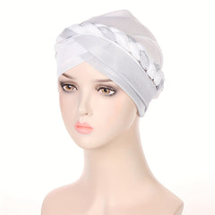Glitter Twist Braided Turban Beanie Head Scarf Chemo Cap