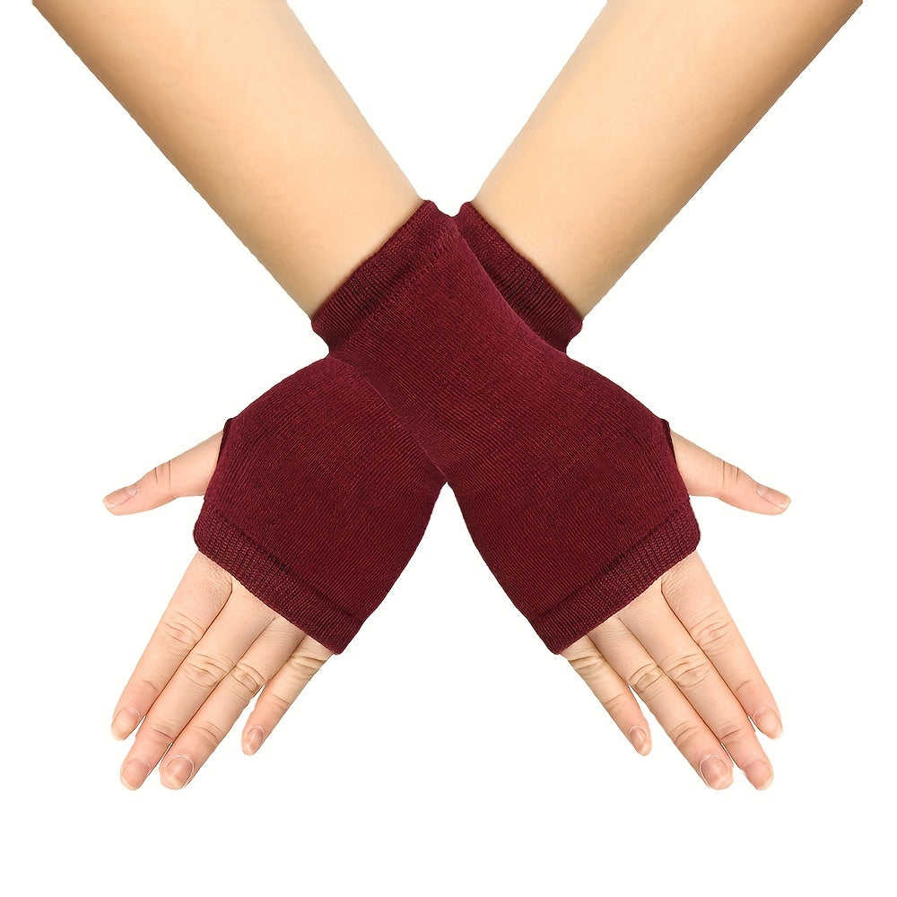 Short Elastic Gloves Unisex Knitted Half Finger Gloves Thin Breathable