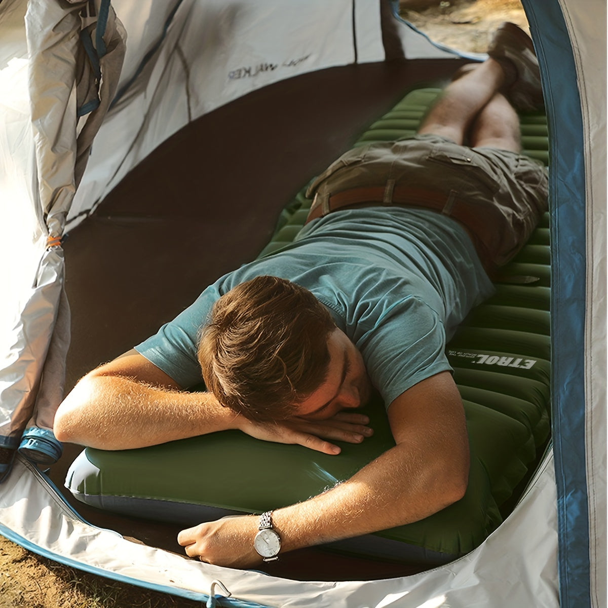 Inflatable Camping Sleeping Pad with Built-in Pillow Waterproof
