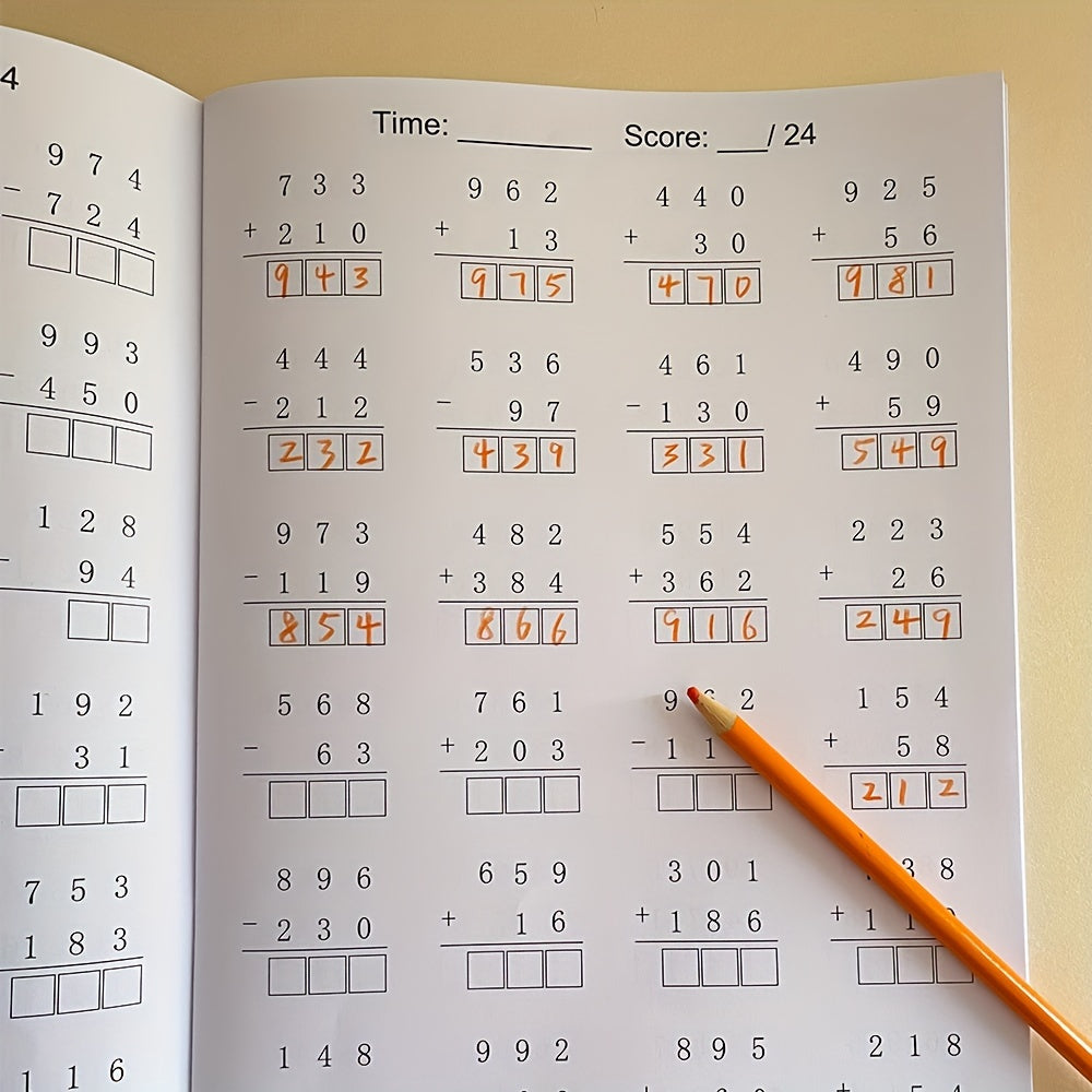 32 Pages Addition/Subtraction Within 1000 Math Workbook