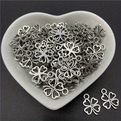 30pcs Alloy Bead Caps Clover Shape Pendant Charms for Jewelry Making