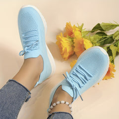 Women's Knit Lace Up Sneakers Non slip Weaving Sneakers