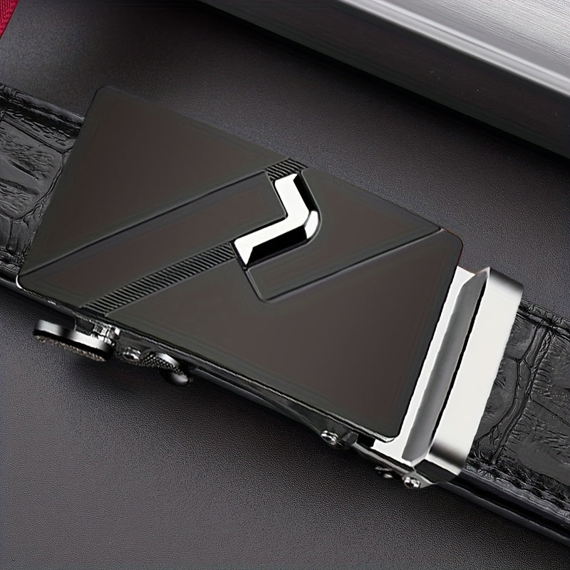 Men's PU Leather Automatic Buckle Belt for Wedding Daily Party