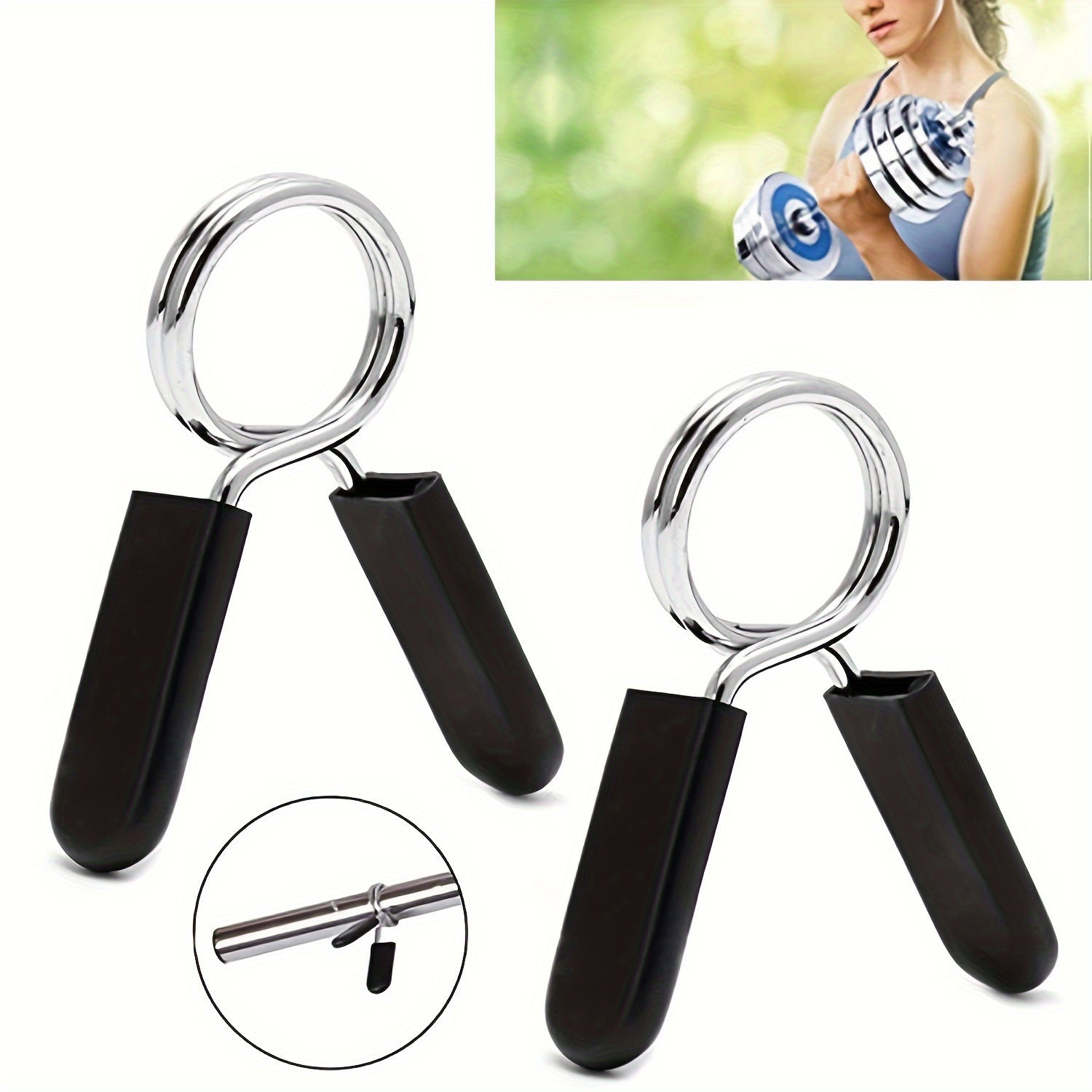 Barbell Clamps Spring Barbell Lock Dumbbell Bar Clip 2pcs