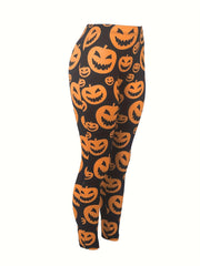  Halloween Leggings Women's Plus Allover Pumpkin Print